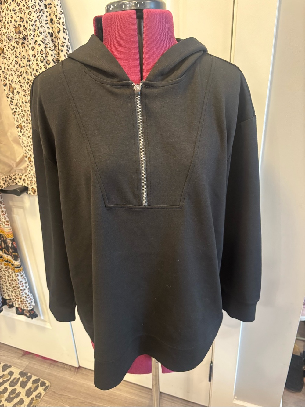 Black Half-Zip Hooded Pullover. Lane Bryant